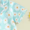 Kleding Sets Kids PyjamaS Shorts Set Toddler Girls Boys Silk PJS Floral Button Down Shirt en kort 2 -delige pyjama slaapkleding