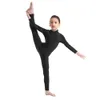 Aoylisey Kids Ballet Skate Dance Unitard Girls Gymnastique Full Corps Leotard Body à manches longues noires