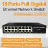 Anahtarlar 18 Port Gigabit Ethernet Ağı Anahtar Yönetilmeyen LAN Hub 16*1000m RJ45+2*1.25G SFP Ports Fansız