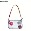 Sac Vintage Flower Femme Baguette Underarm Coumor Couleur Couleur de toile Pours à main