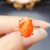 Vintage Natural Orange Fire Opal Ring October Birthstone Opal Ring 925 Silver Solitaire Ring For Women