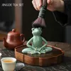 Kreative Keramik Tea Haustier Ornamente Zen Frog Statue Figur Decoration Home Desktop Decore Handwerk Set Accessoires 240411