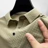 Ice Silk Mesh Breattable Loose Polo Shirts Summer Men kortärmad lapel toppar varumärke elasticitet t-shirts män streetwear 240410