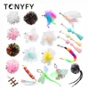Cat Wand Toy Cat Feather Toys Accessories for Cat Fishing Pole Assorted Teaser Refills with Bell for Indoor Kitten Playing Toys