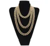 Hip Hop Bling Fashion Chains Jewelry Mens Gold Silver Miami Cuban Link Chain Necklaces Diamond Iced Out Chian Necklaces308d7506945