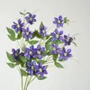 Decorative Flowers Faux Silk Flower Decoration Floral Decor Clematis Branch With Green Leaves For Home Indoor Elegant
