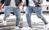Streetwear Knee Ripped Skinny Jeans for Men Hip Hop Fashion Détraved Pantal Couleur Couleur masculine Stretch Denim Pantalon 2204087035580