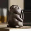 Kinesisk butik Purple Clay Tea Pet Mascot Rabbit Figurin Ornament Handgjorda Crafts Set Decoration Accessories 240411