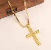 MEN039S Women cross 18 k Solid gold GF charms lines pendant necklace fashion jewelry factory wholecrucifix god gi7556368