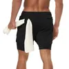 Herrens dubbla lager fitness shorts män gymträning 2 i 1 sport snabb torr träning jogging däck sommaren 240403