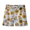 Shorts masculins 3D Impression de pantalon de plage à motif de fleurs de tournesol mènent la tendance.La tendance de la mode Les tissus avancés sont confortables et doux