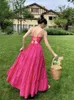 Casual Dresses Strap Maxi For Women Vintage Backless Robe Women's Boho Sweet Fall Dress Sexy Summer Beach Vestidos