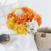 Декоративные цветы пластиковые искусственные гидрангейки ветвь 3D -печать поддельная симуляция зеленое растение оранжево -гидрангея цветочное отделение эль