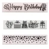 3pcs Long Happy Birthday Carpetas de estampado de plástico para tarjetas que hacen el amor Plantilla en relieve de regalo de bricolaje para la nave de álbumes de recortes