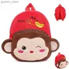 Backpacks Childrens backpack plush animal childrens backpack soft mini backpack girl monkey cat dinosaur toy birthday and Christmas gift Y240411