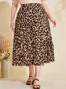 Leopard Printed Skirts for Women High Waist A Line Midcalf Vintage Elegant Beautiful Club Evening Causal Party Plus Size Outfit 240328