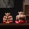 Dekorativa figurer Bull Demon King's Ornaments Zisha Zhaocai Town House Chinese Style Living Room Porch Wine Cabinet Decoration Mascot