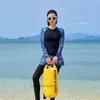 Mesas de banho feminina 2024 Mulheres saia de maiô de manga comprida calças de 4 peças Rash Guards Sol protetor solar Sport Surfing Suiting Snorkeling Diving Metrain