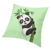 Kussen schattige panda klimt bamboe cover 45x45 Home Decoratieve 3D -print dierencartoonworpkoffer voor woonkamer twee zijde