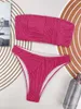 Kobiety stroje kąpielowe seksowne bandeau bez ramiączek pomarszczony brazylijskie bikini bikini kobiety kąpiel Dwuczęściowe bikini set Bather Bathing Suit Swim