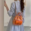 Spring Women's Academy Style Chain ryggsäck Fashion Versatile Checkered vävd ryggsäck för kvinnor 240415