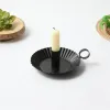 Partihandel Simple Handle Candle Holders Metal Hushåll Ljusstake Decoration Pleated Base Candle Holder 0412