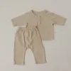 Pantalon Toddler Boy Simple Hortwear Set Pullover Solid Sleeves Tops + Pantalon Loose Pantal