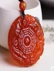 Dragon de cadeau de jade naturel et phoenix potins Red Agate Big Boully Bouddha Ping Un collier de pendentif chanceux chanceux4849669