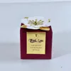 20 / 50pcs Boîte-cadeau de vin rouge avec carte de fleur carrée de bonbons sac-cadeau sac de biscuit sacs de mariage favori