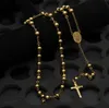 Nowa katolicka bogini Virgen de Guadalupe 8 mm koraliki 18K Gold Splated Rosary Naszyjnik Jezus Crucifix Cross Pendant45675736888452