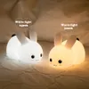 LED Silicone Rabbit NightLight Patting Lights with Remote Bedside Decor Color Changeable Atmosphere Lamp for Children kids Gift