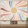 Vintage Sun Teppestry Bohemia Wand hängende Regenbogen Sonnenaufgang Sonnenuntergang abstrakte Kunst Hippie -Dekor für Wohnheim Wohnzimmer Kindergarten Schlafzimmer