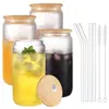 4 pezzi di paglia riutilizzabile tazza di paglia da 12/16 once con coperchi di bambù set per bicchieri a forma di bicchieri a forma di soda succo di soda con succo di soda