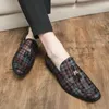 Casual Shoes Men's Checkered Loafers Leather Comfortable Slip-on Moccasins High Quality Fashion Man Driving Korea Style