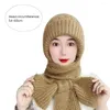 Boinas de chapéu à prova de vento senhoras tricotaram o inverno feminino Balaclava combinar um embrulho de pescoço grosso e aconchegante com