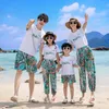 Summer Beach Family Matching Outfits Mother Daughter Dad T-shirt & Short Pants Holiday Seaside Couple Lovers Matching Outfit