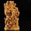 Decorative Figurines Wood Carving Eighteen Arhats Buddha Figurine Aesthetic Room Decor Desk Statue Ornaments Home Guarding Sculpture