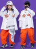 Ballroom Hip Hop Dance Clothes Kids Street Dance Shirt Sliose Orange Cargo Pants for Girls Boys Hip Hop Costume Kpop Suit Bl9989