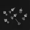 100/200pc 3/4/5mm Invisible Plastic Blank Earring Base Pins Stud Earring Piercing Retainer for DIY Earring Findings