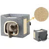 Cat Carriers Foldable Bed Cave Nest Double Layer Kitten Lounger Cushion House Indoor Pet Puppy Dog Carrier Car Seat Warm Basket
