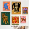 Résumé Soleil Ancient Egypte Tiger Leopard Jungle Murgle Art Canvas PEINTURE APPOSTER