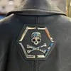 Motorcycle leather jacket mens light luxury trendy brand skull embroidered PU leather PP suit collar with cotton jacket 201119