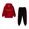 Broek Kids Baby Girls Winter Veet Outfits Todder lange mouw sweatshirts met capuchon+jogger broek tracksuit mode kinderkleding sets