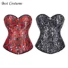 Gothic Corset Women Bodices Black Corset With Chain Print Steampunk Corset Top Plus Size XS-7XL Bustier