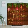 Rideaux de douche rideau de thème de Noël rétro ancienne panneau en bois cadeau de fête de vacances décor de salle de bain avec ensemble de crochets pending étanche écran