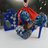 Chaussures habillées Fashion Femmes Mariage nuptiale et sac High Pumps Femme Femme Fime Tassel Crystal Party Blue Shoe