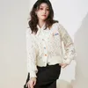 Damen Strick süße Farbpunkte Kurzerntejacke für Mädchen Stricker Strickjacke Sweater Mantel sexy Frauen Lose V-Ausck Jumper Oberbekleidung Koreanisch