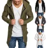 Trendy Men Coat All Match Coat Solid Color Long Spring Jacket Cardigan