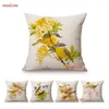 Pillow Rain Forest Birds With Flower Floral Plant Vintage Home Decoration Style Sofa Throw Cover Cotton Linen Chair Case