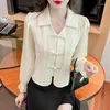 Women's Blouses Shirt Spring herfst 2024 Chique mooie jas vrouwelijke lange mouwen losse temperament dames casual slanke tops